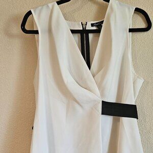 Kenneth Cole Sleeveless asymmetrical white wrap blouse